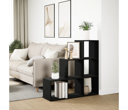 Librería divisor 3 niveles madera ingeniería negro 99x29x99 cm