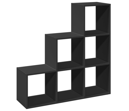 Librería divisor 3 niveles madera ingeniería negro 99x29x99 cm