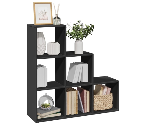 Librería divisor 3 niveles madera ingeniería negro 99x29x99 cm