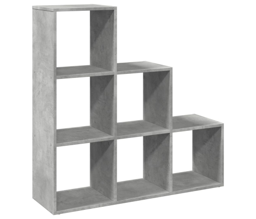 Librería divisor 3 niveles madera gris hormigón 99x29x99 cm