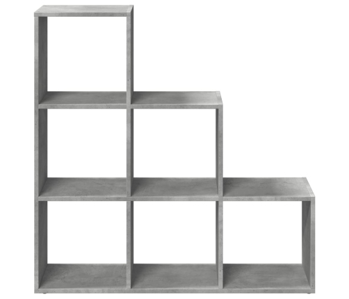 Librería divisor 3 niveles madera gris hormigón 99x29x99 cm