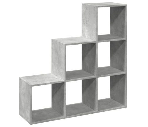 Librería divisor 3 niveles madera gris hormigón 99x29x99 cm