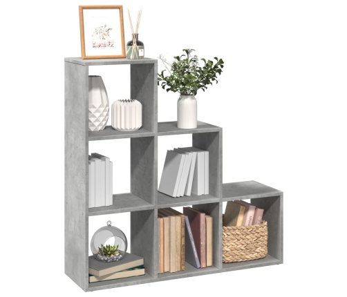 Librería divisor 3 niveles madera gris hormigón 99x29x99 cm