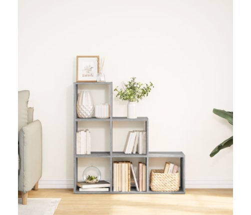 Librería divisor 3 niveles madera gris Sonoma 99x29x99 cm