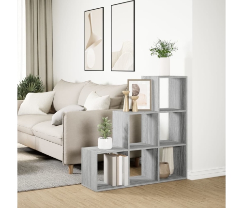 Librería divisor 3 niveles madera gris Sonoma 99x29x99 cm