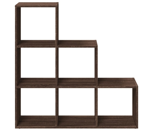 Librería divisor 3 niveles madera marrón roble 99x29x99 cm