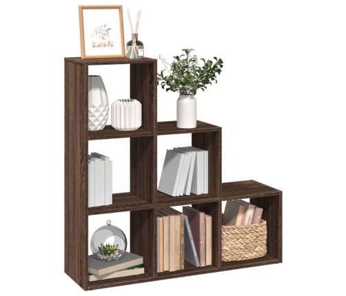 Librería divisor 3 niveles madera marrón roble 99x29x99 cm