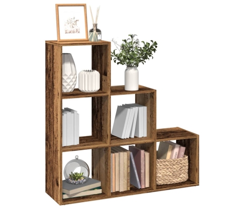 Librería divisor 3 niveles madera envejecida 99x29x99 cm