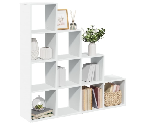 Librería divisora 4 niveles madera blanca 131,5x29x131,5 cm