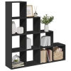 Librería divisora 4 niveles madera negra 131,5x29x131,5 cm