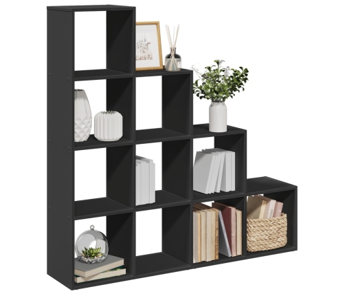 Librería divisora 4 niveles madera negra 131,5x29x131,5 cm