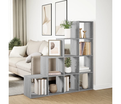 Librería divisora 4 niveles madera gris Sonoma 131,5x29x131,5cm