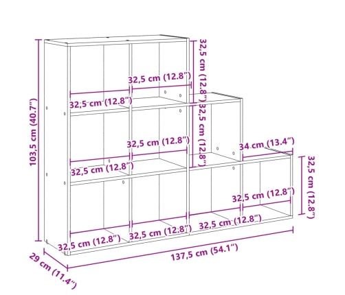 Librería divisora 3 niveles madera blanca 137,5x29x103,5 cm