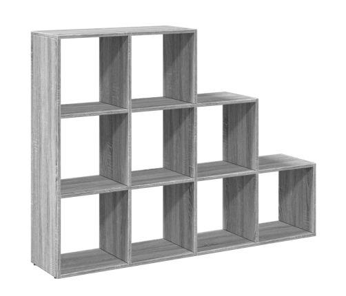 Librería divisora 3 niveles madera gris Sonoma 137,5x29x103,5cm