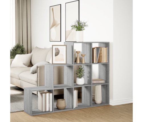 Librería divisora 3 niveles madera gris Sonoma 137,5x29x103,5cm