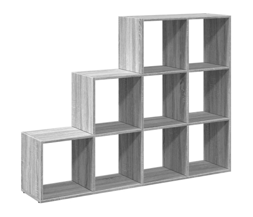 Librería divisora 3 niveles madera gris Sonoma 137,5x29x103,5cm