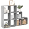 Librería divisora 3 niveles madera gris Sonoma 137,5x29x103,5cm