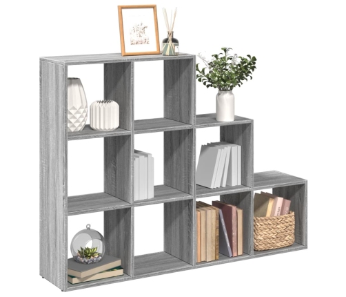 Librería divisora 3 niveles madera gris Sonoma 137,5x29x103,5cm