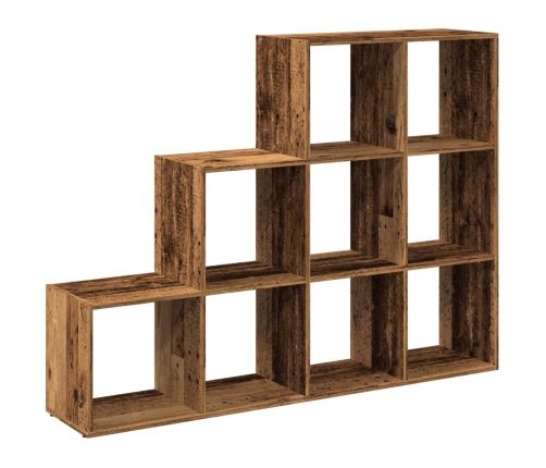 Librería divisora 3 niveles madera envejecida 137,5x29x103,5 cm