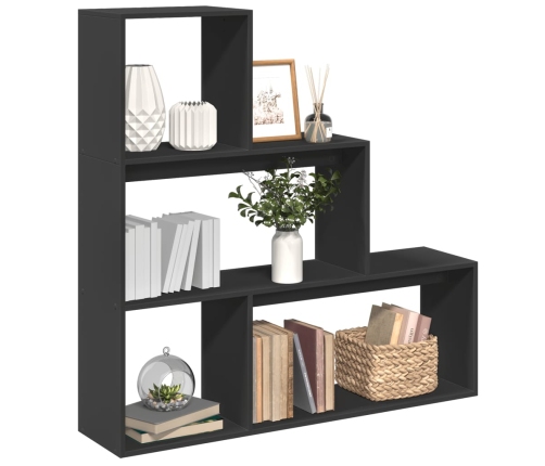 Librería divisora 3 niveles madera negro 123x29x123 cm