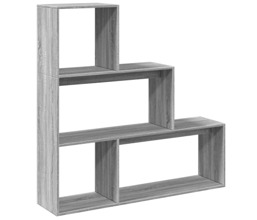 Librería divisora 3 niveles madera gris Sonoma 123x29x123 cm