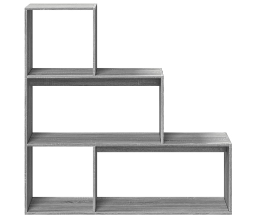 Librería divisora 3 niveles madera gris Sonoma 123x29x123 cm