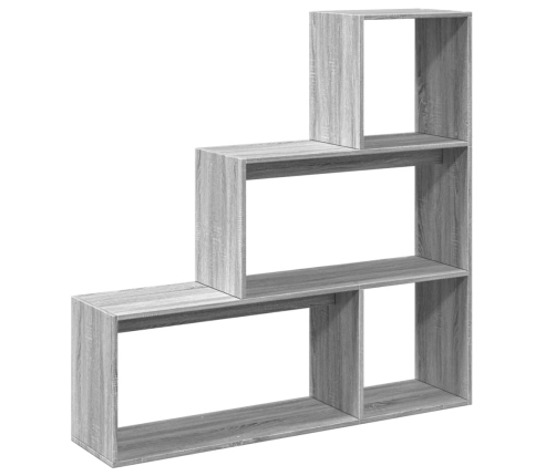 Librería divisora 3 niveles madera gris Sonoma 123x29x123 cm