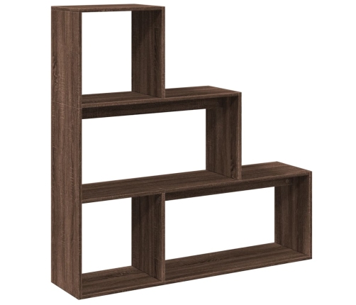 Librería divisora 3 niveles madera marrón roble 123x29x123 cm