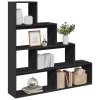 Librería divisora 4 niveles madera negra 143,5x29x143,5 cm