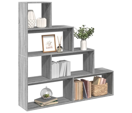 Librería divisora 4 niveles madera gris Sonoma 143,5x29x143,5cm