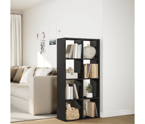 Librería divisora madera de ingeniería negra 69,5x29x137,5 cm