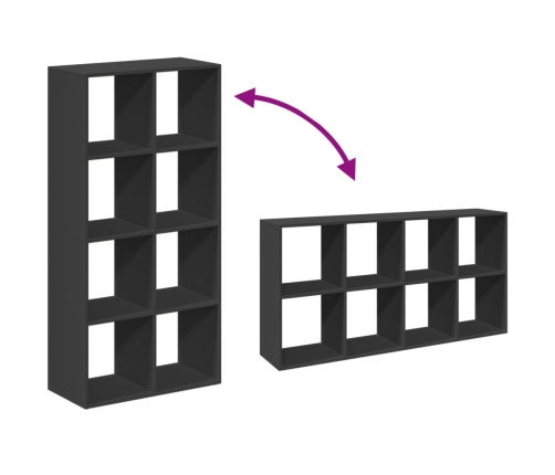 Librería divisora madera de ingeniería negra 69,5x29x137,5 cm