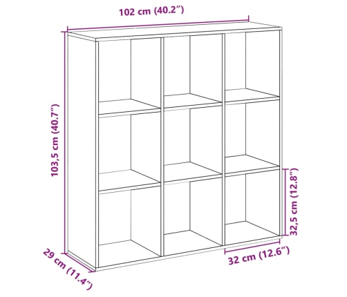 Librería divisora madera de ingeniería negra 102x29x103,5 cm