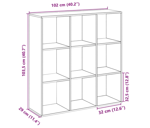 Librería divisora madera gris hormigón 102x29x103,5 cm