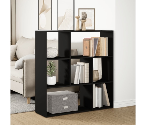 Librería divisora madera de ingeniería negra 102x29x103,5 cm