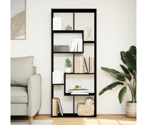 Librería divisora madera de ingeniería negra 67x25x161,5 cm