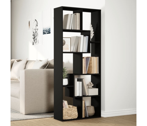 Librería divisora madera de ingeniería negra 67x25x161,5 cm