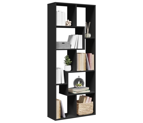 Librería divisora madera de ingeniería negra 67x25x161,5 cm