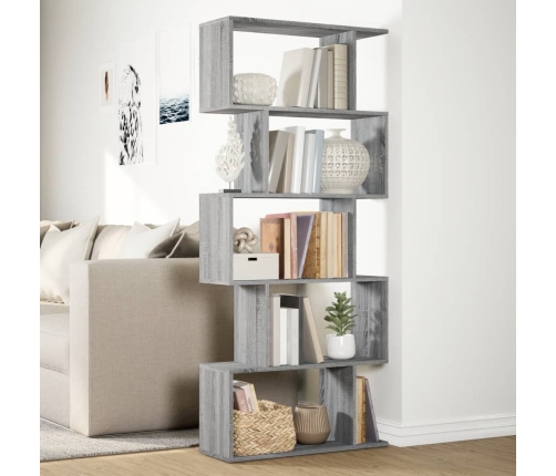 Librería divisora 5 niveles madera gris Sonoma 70x24x161 cm