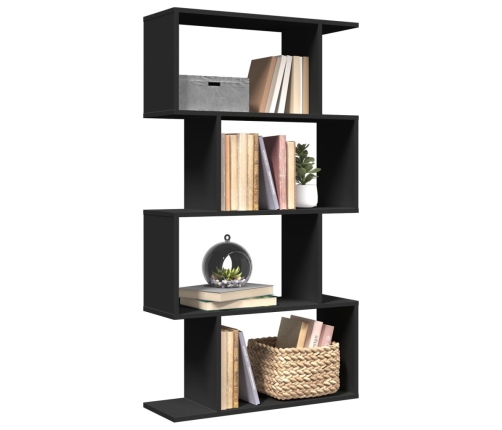 Librería divisora 4 niveles madera ingeniería negra 70x24x129cm