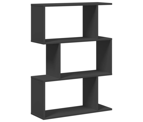 Librería divisora 3 niveles madera ingeniería negra 70x24x97 cm