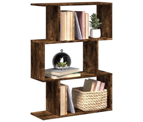 Librería divisora 3 niveles madera roble ahumado 70x24x97 cm