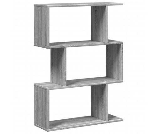 Librería divisora 3 niveles madera gris Sonoma 70x24x97 cm