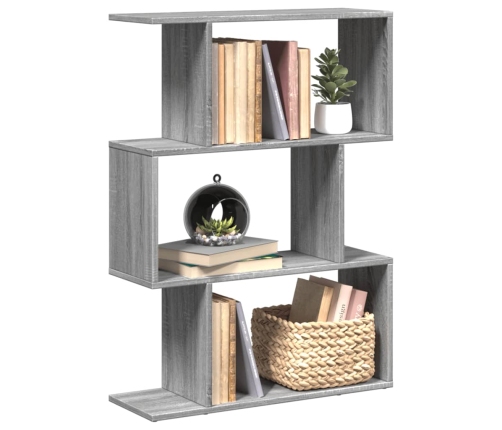 Librería divisora 3 niveles madera gris Sonoma 70x24x97 cm