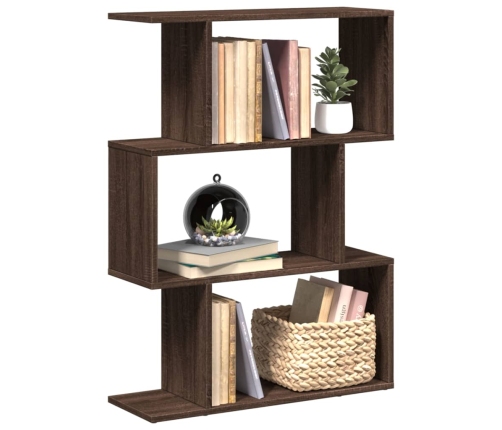 Librería divisora 3 niveles madera marrón roble 70x24x97 cm