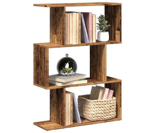 Librería divisora 3 niveles madera envejecida 70x24x97 cm