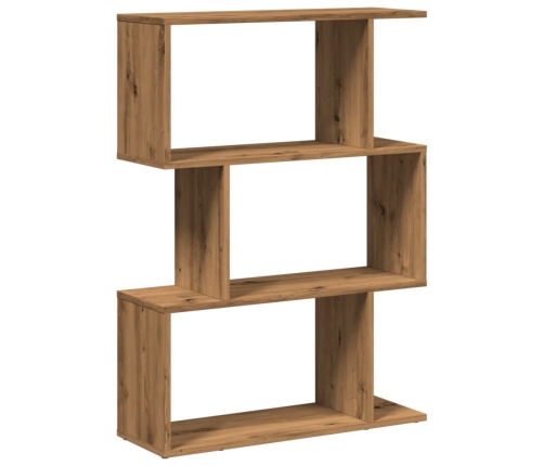 Librería divisora 3 niveles madera roble artisan 70x24x97 cm