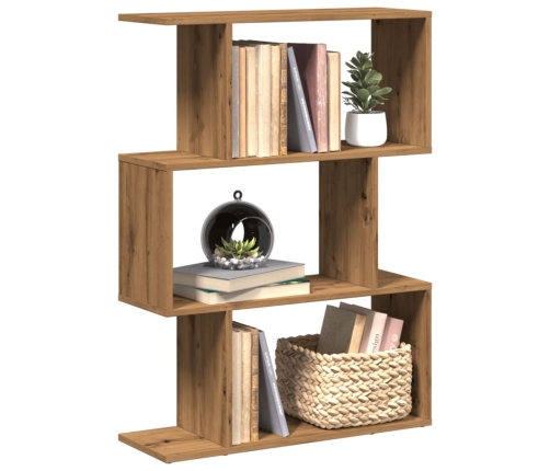 Librería divisora 3 niveles madera roble artisan 70x24x97 cm