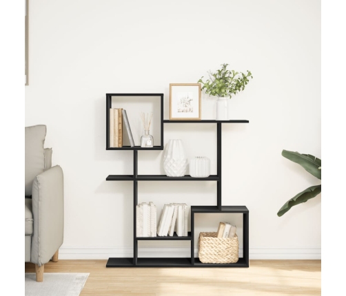 Librería divisora madera de ingeniería negra 92x29x112 cm