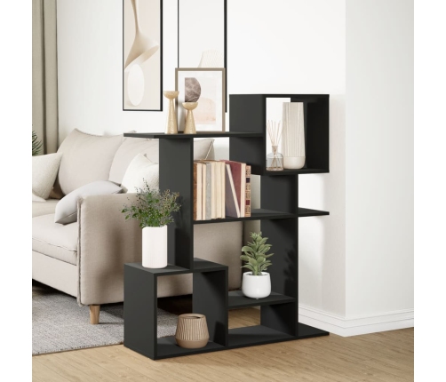 Librería divisora madera de ingeniería negra 92x29x112 cm